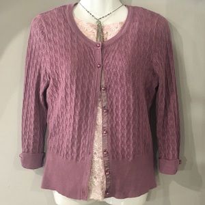 Mauve cardigan maurices small pearl buttons